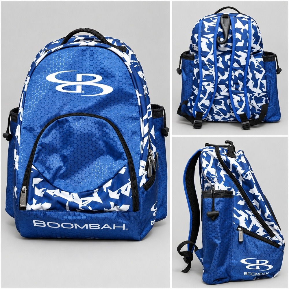 Boombah Blue White Geometric Baseball Softball Bat Backpack Equipment Bag